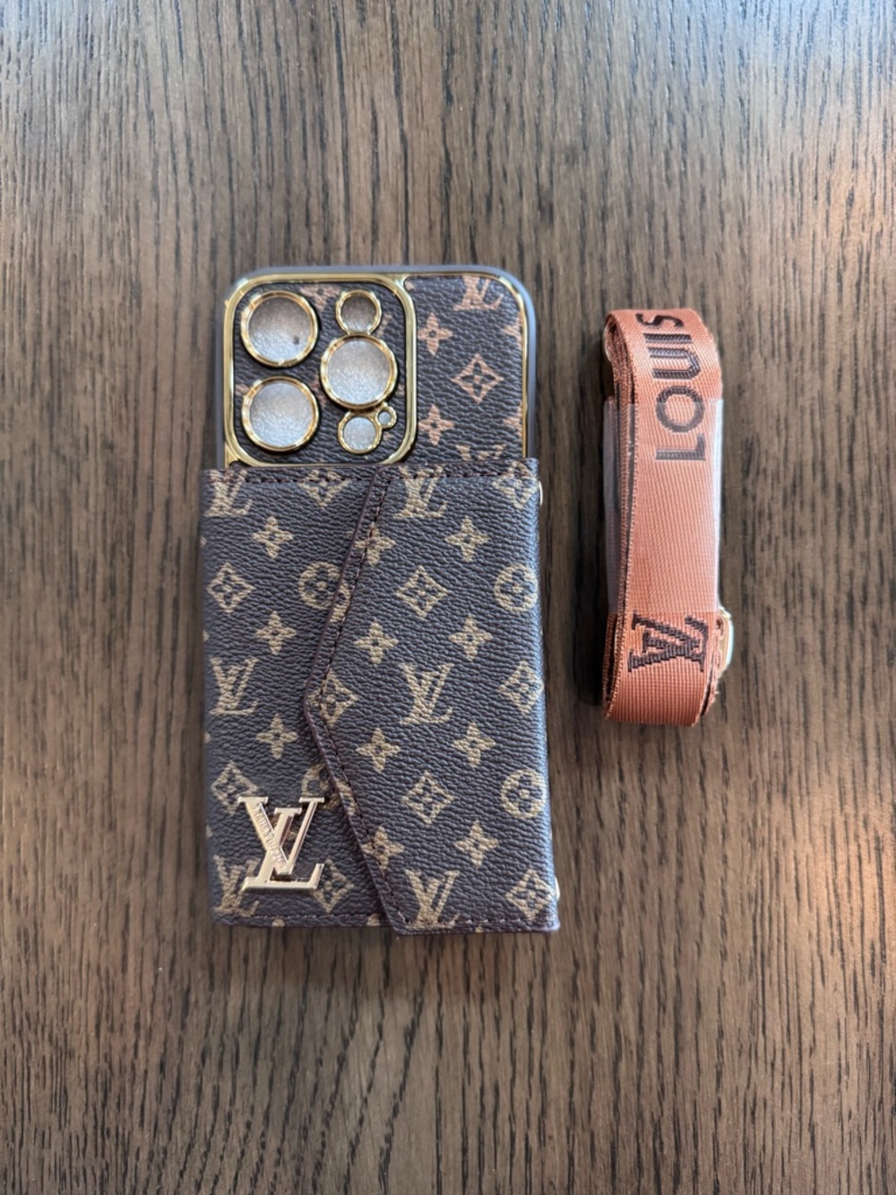 NEW iPhone 14 Pro Louis Vuitton Monogram Canvas Phone Case in Brown and Gold